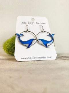 Thumbnail: Stained Glass Whale Earrings - Silver
