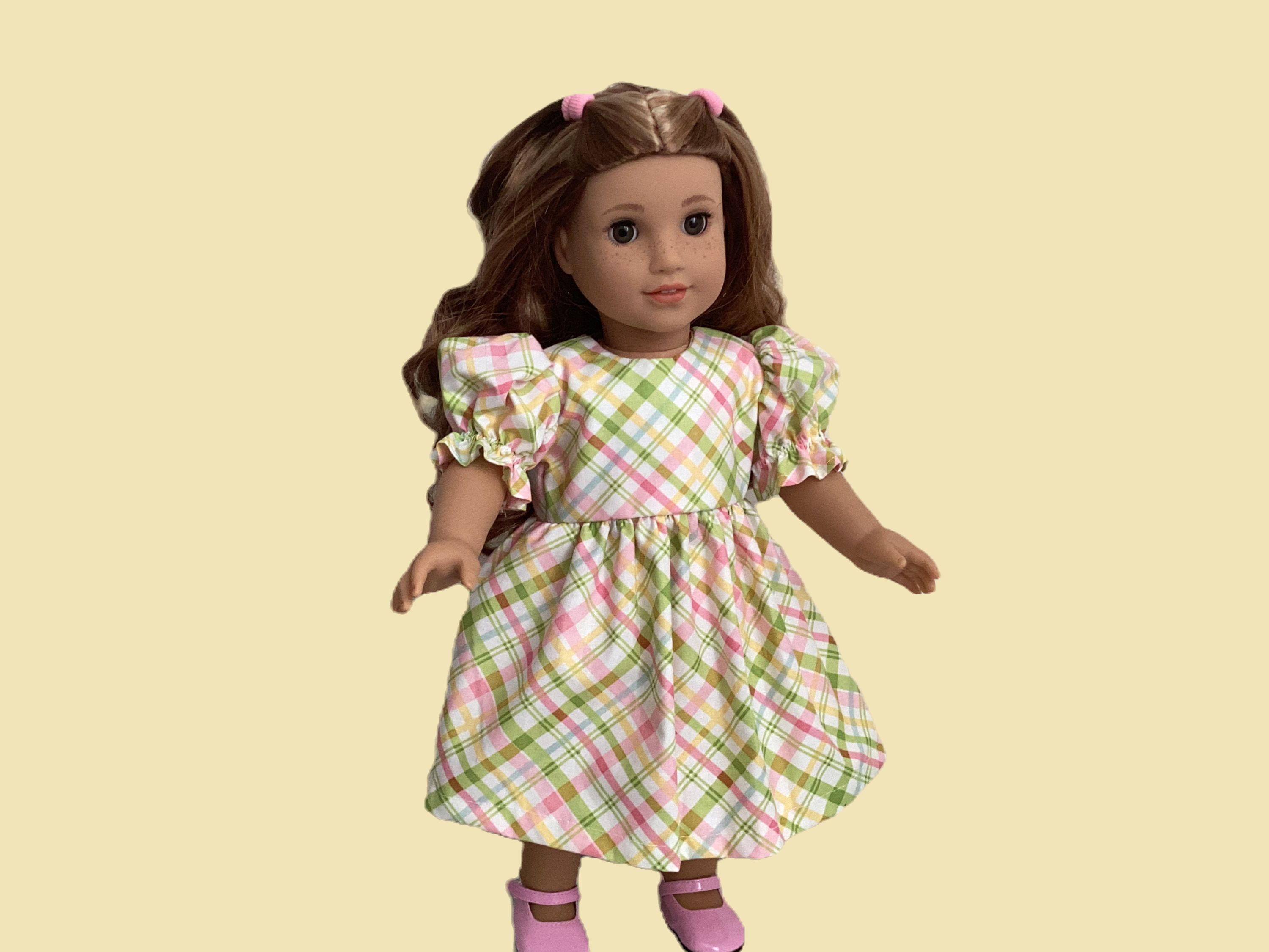 Plaid Print Doll Dress 18"