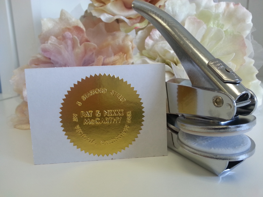 Notary stickers Australia Paper embosser + Cards Pure Invites
