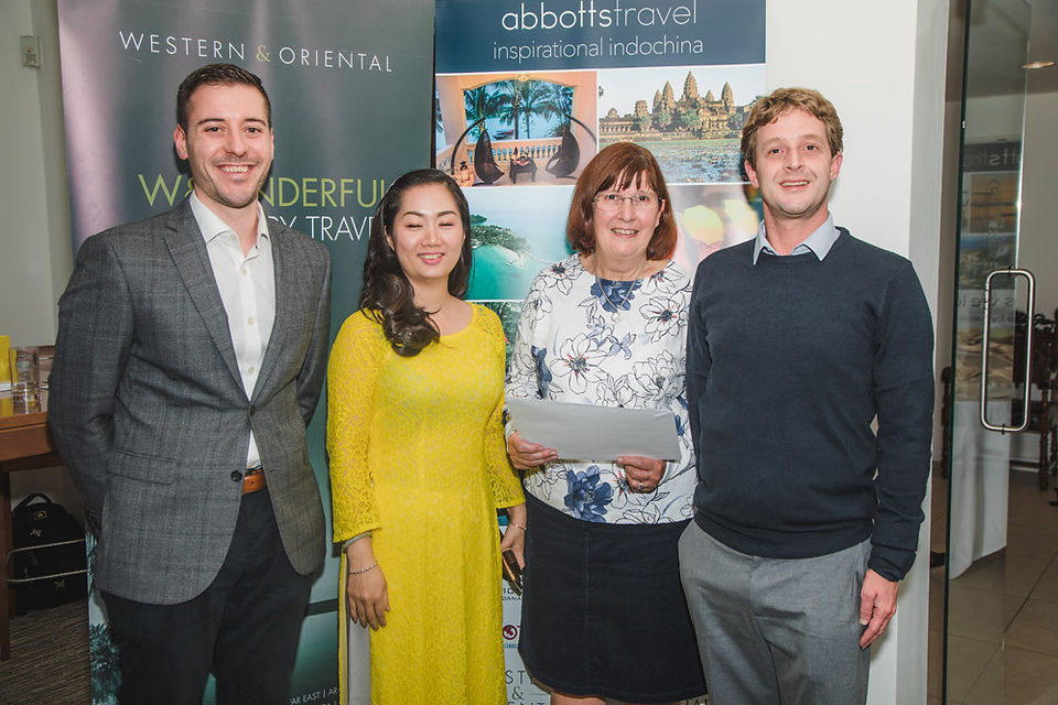 59 Prize winner Ros with representatives of Western & Oriental and Vidotours, Vietnam