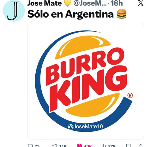 Burger King logo redesigned as Burro King, Argentine meme about donkey meat and the Argentina cost of living crisis