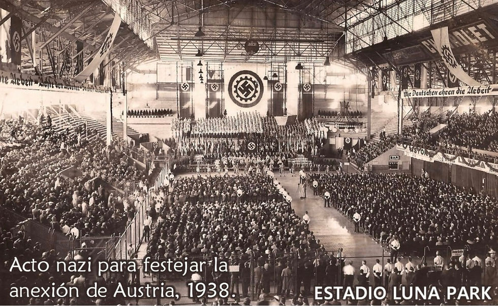 Nazi rally at Luna Park stadium Buenos Aires 1938 celebrating the annexation of Austria