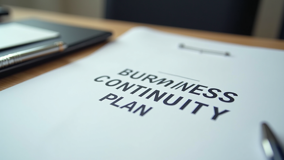 Close-up view of a printed business continuity plan document on a desk