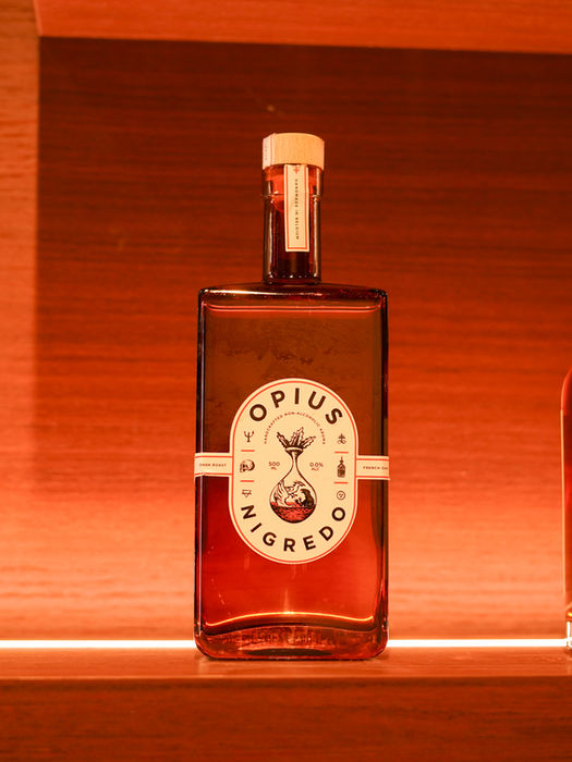 Lyre's Coffee Original, Opius Nigredo, and Lyre's Amaretti bottles