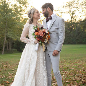 bride and groom looking at each other