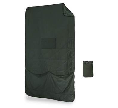 solid green blanket with pouch