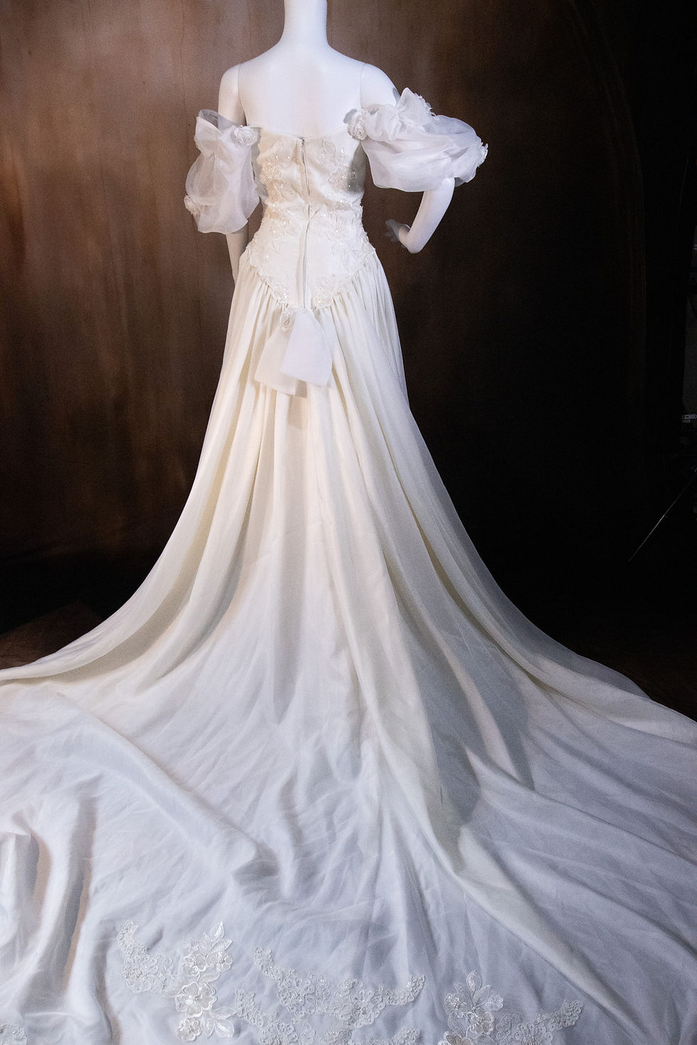 Thumbnail: Ivory Romantic Wedding Gown with Rose Detail Organza
