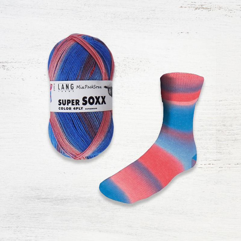 exemple de bas en laine lang super soxx de couleur himmel 312