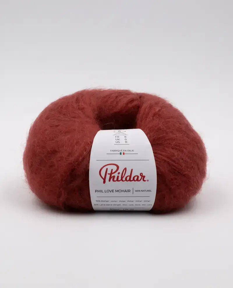 balle de laine phildar love mohair grenat
