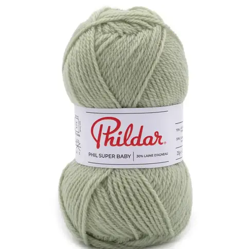 Image d'une pelote de laine Phildar Super BB Tilleul 12662.2099, parfaite pour vos tricots bébé.