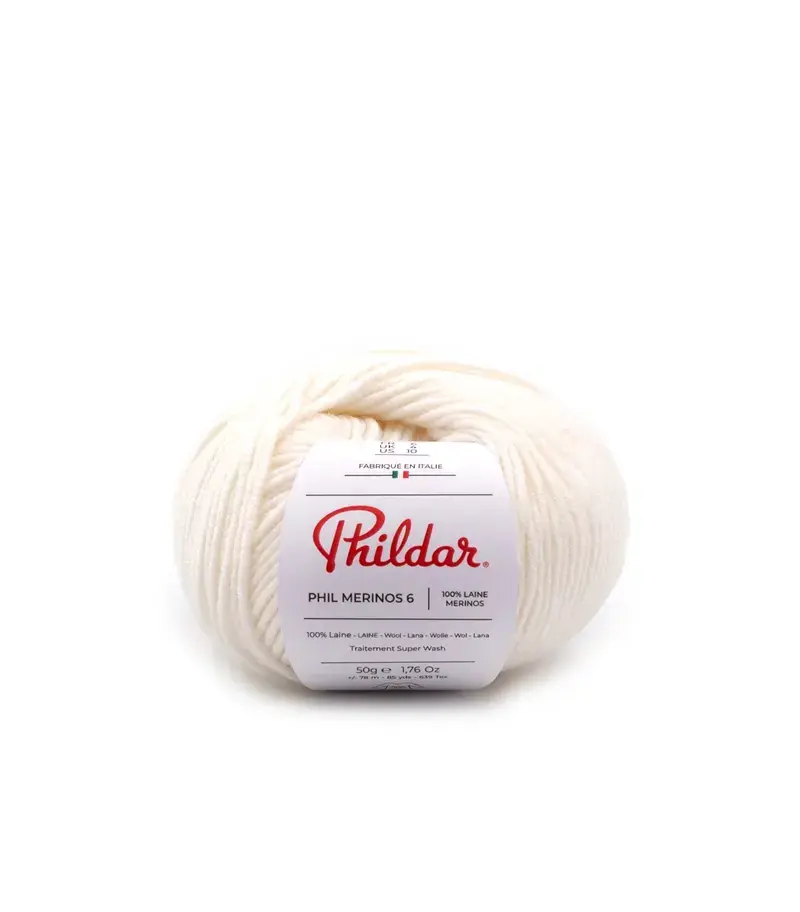 Pelote de laine Phildar Merinos 6 couleur craie