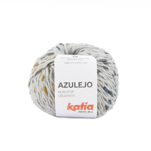Fil Katia Azulejo 302 en bleu azuré, parfait pour le tricot et crochet créatif.