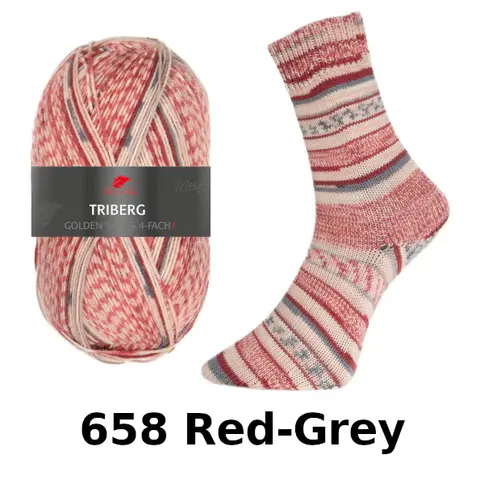 Pelote de fil Pro Lana Triberg couleur Rouge/Gris PL8692-658