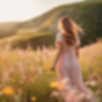 woman walking away from camera through field of wildflowers.jpg