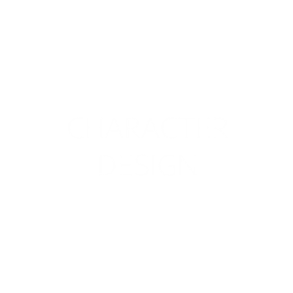 Button reading "CHARACTER DESIGN" over a fully-rendered digital portrait of a teen girl in a hoodie.