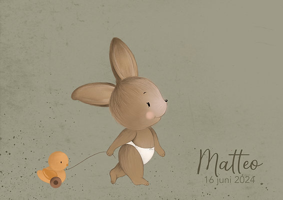 Konijntje, achtergrond groen