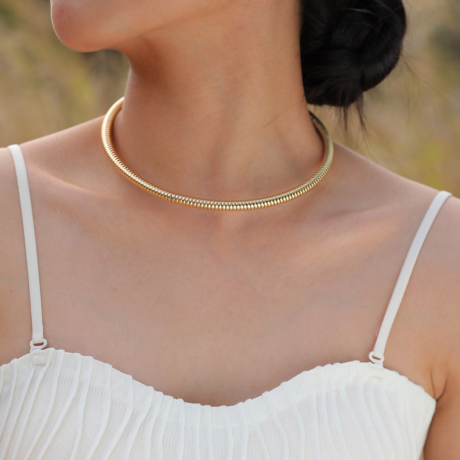 Necklace For Women Adjustable Open Choker Snake Collar Stretch Statement Jewelry