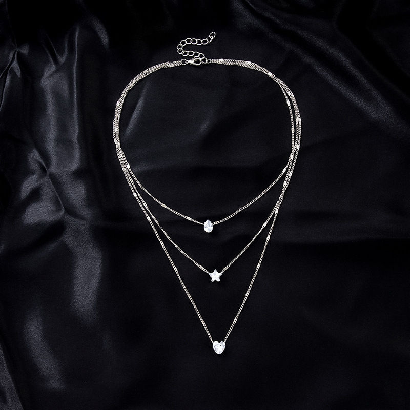 Thumbnail: Trendy Zircon Pendant Necklace For Women Multilayer Chain Choker Fashion Female 