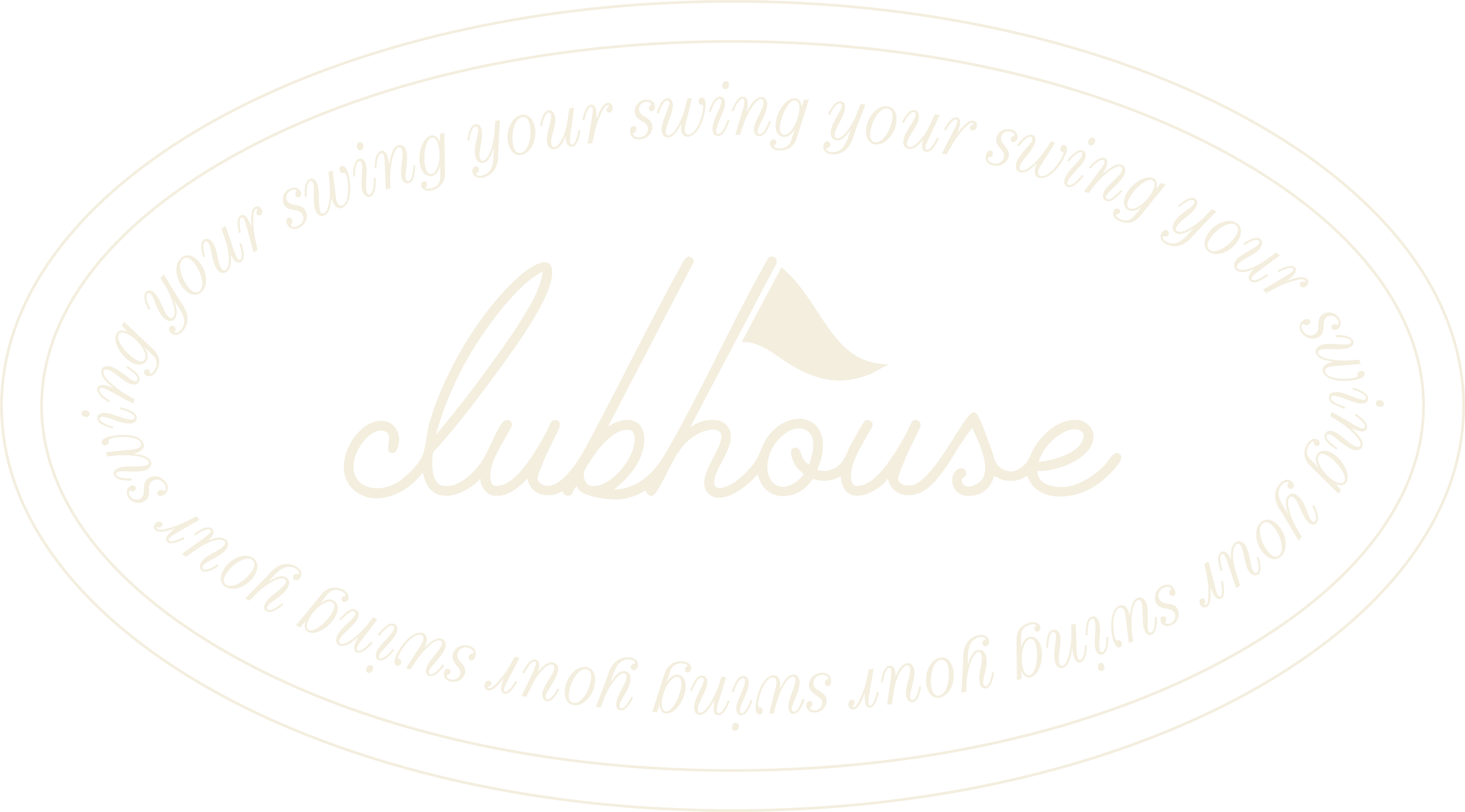 Clubhouse Golf NYC logo badge with swing your swing tagline