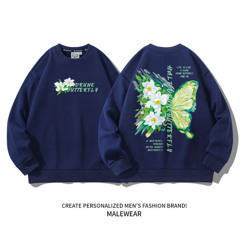 Thumbnail: Men's Hooded Fleece-Lined Autumn/Winter 2025 New Loose-Fitting Men's Sweatshirt