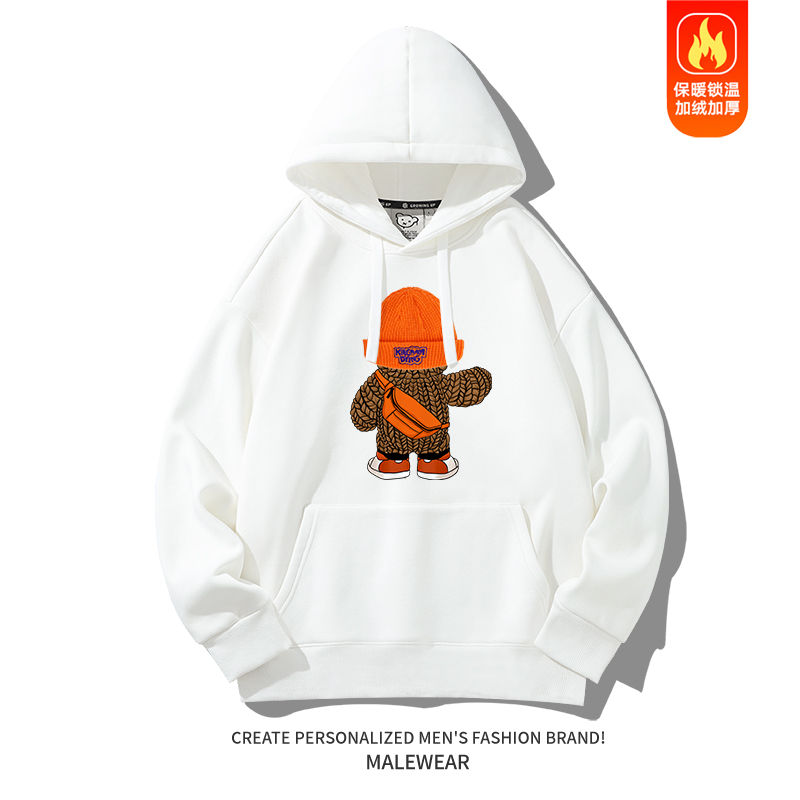 Trendy original cartoon bear print crew neck sweatshirt, new autumn/winter