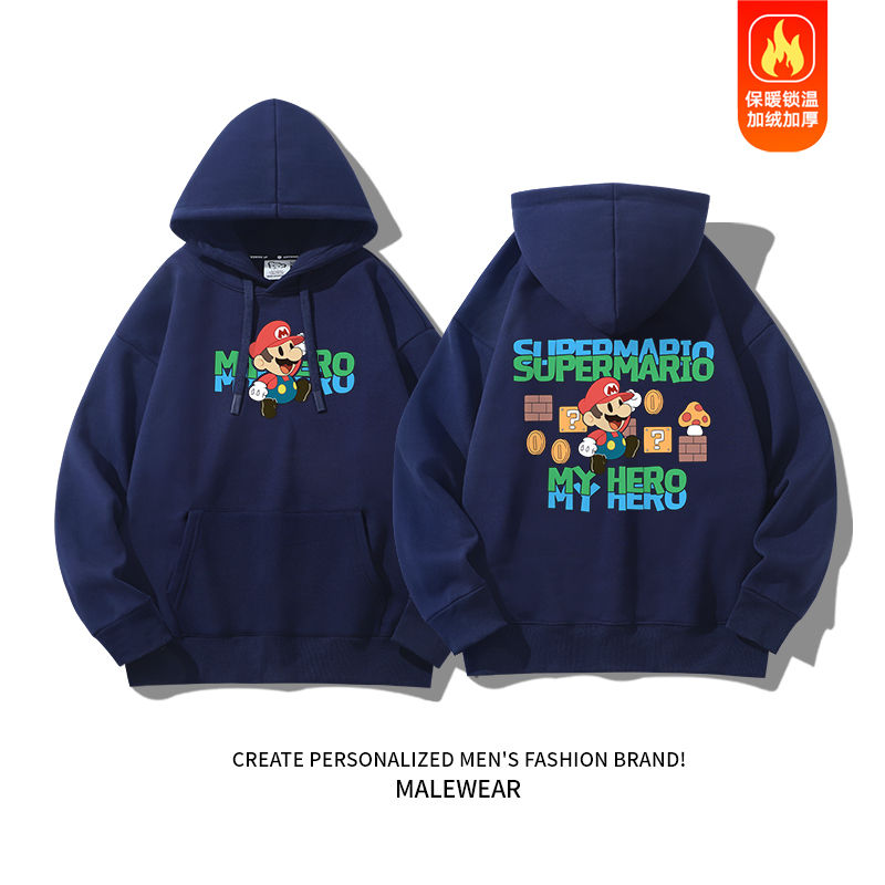 New round neck sweatshirt, heavyweight autumn/winter style, fleece-lined jacket