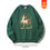 Thumbnail: Nine-Colored Deer Print Casual Loose Sweatshirt New Crew Neck Long Sleeve