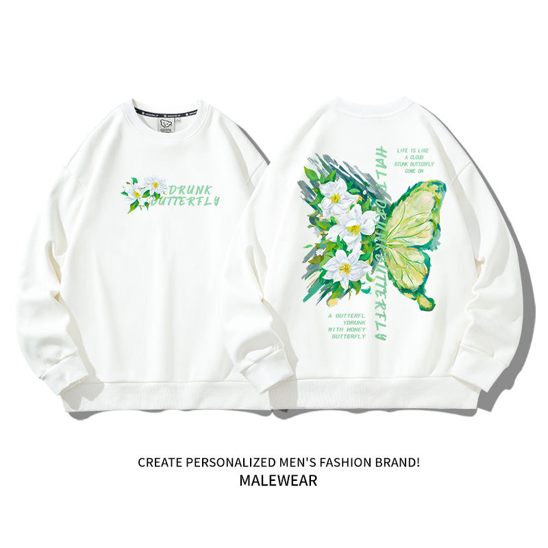 Thumbnail: Men's Hooded Fleece-Lined Autumn/Winter 2025 New Loose-Fitting Men's Sweatshirt