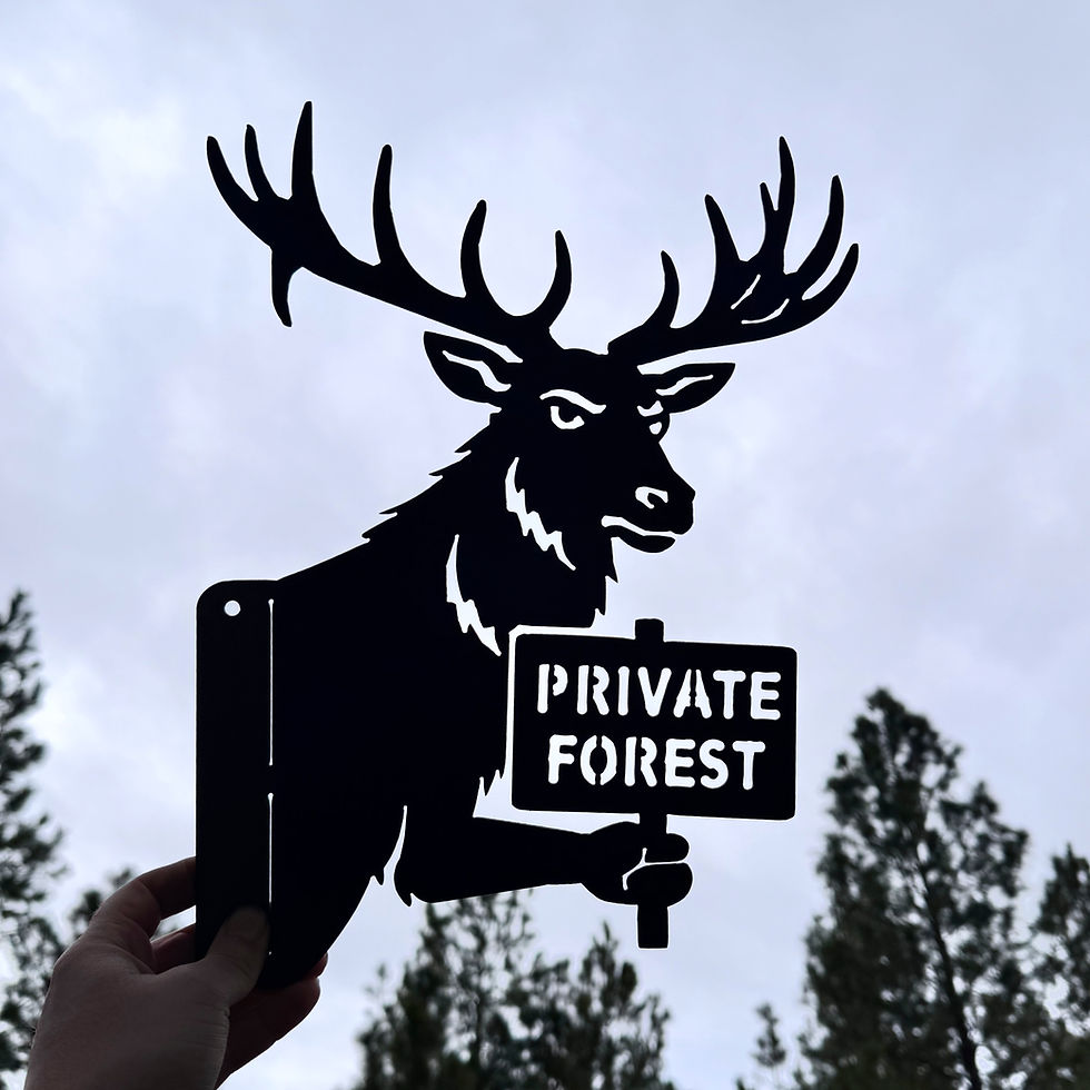 Thumbnail: Peeking Elk Metal Sign – Peek A Boo Elk Private Property Sign – No Trespassing D