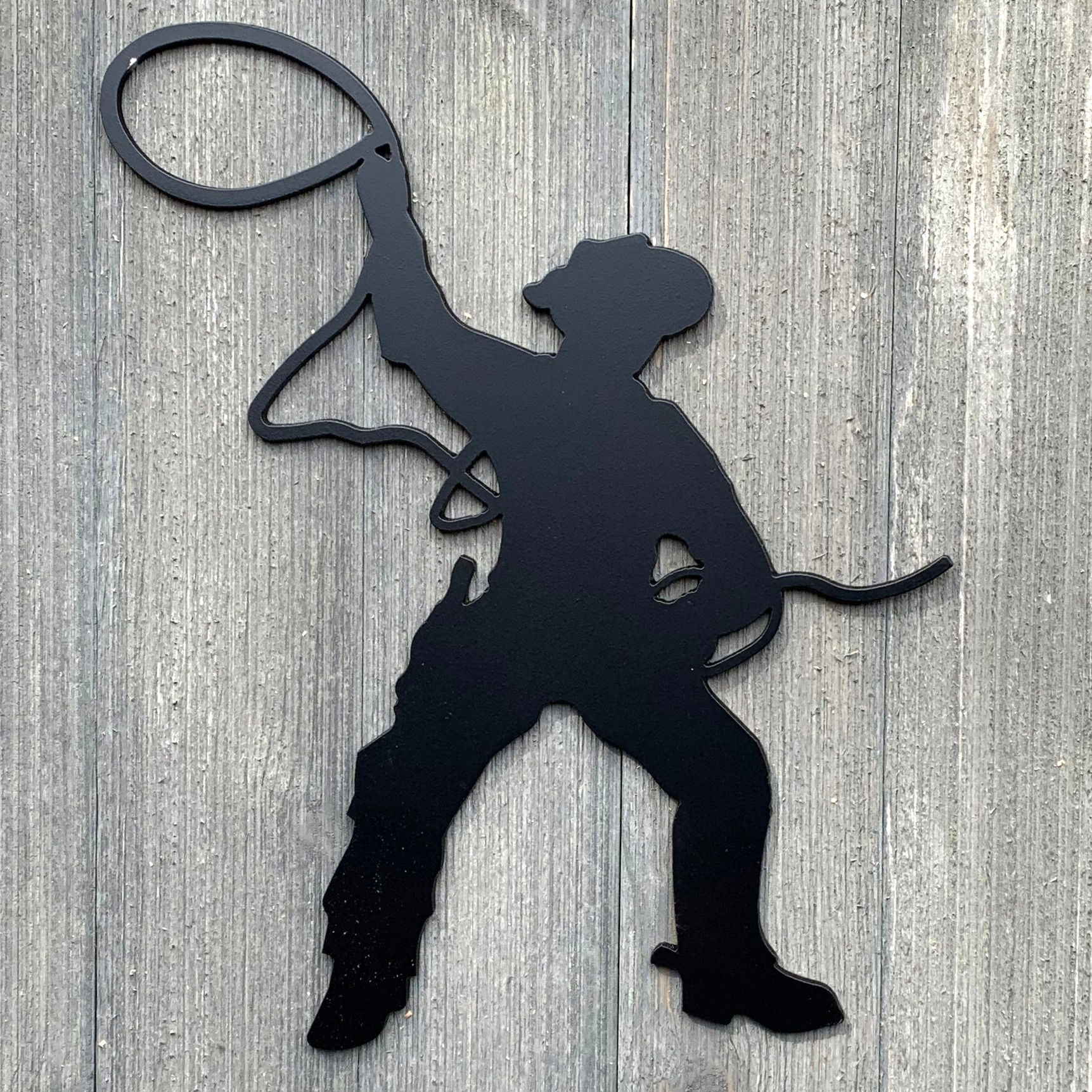 Roping Cowboy Metal Cutout