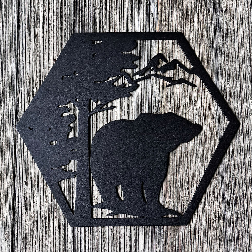 Thumbnail: Mountain Wildlife Metal Wall Art Set – Bear, Wolf, Elk, and Deer Silhouettes |