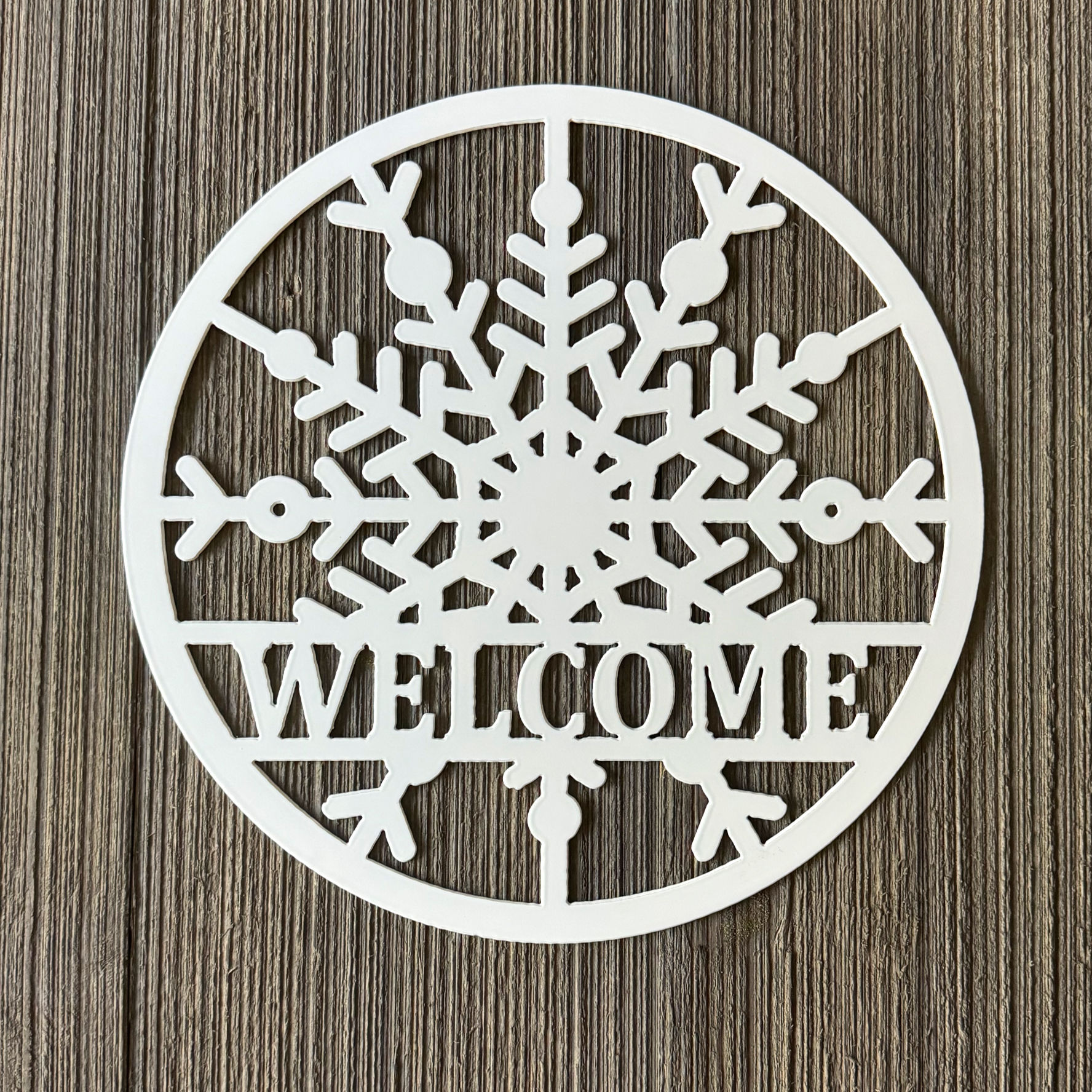 Welcome Metal Sign with Snowflake