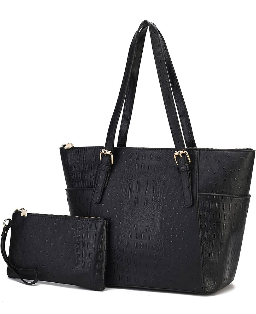 Thumbnail: Ostrich Print Tote Set