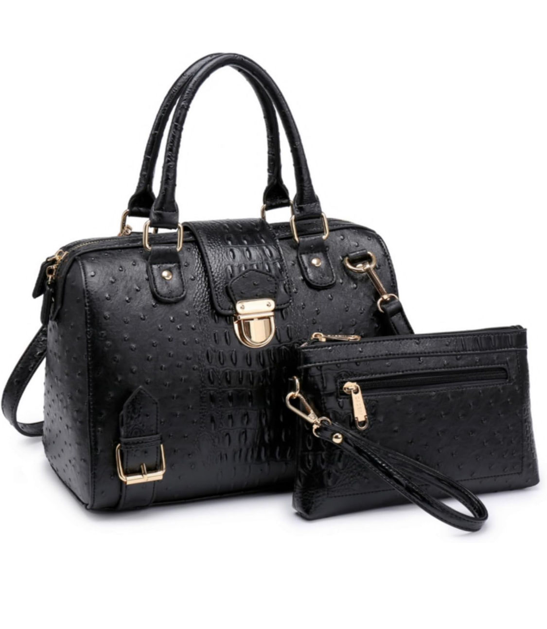 Ostrich Print Barrel set/ croc and solid  