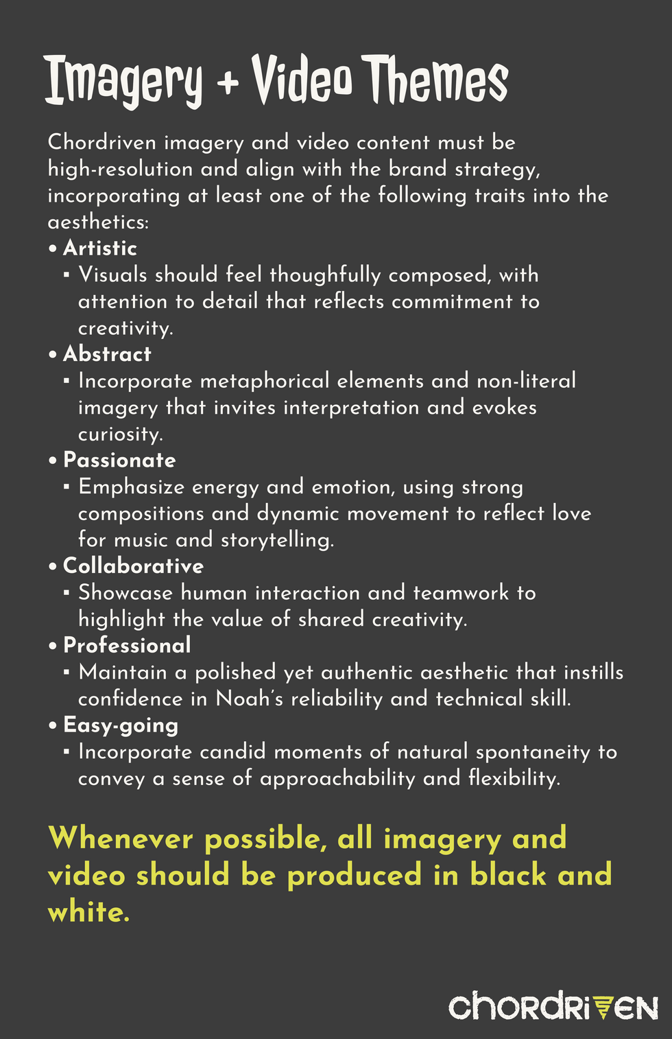 chordriven imagery and video themes