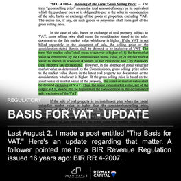 Basis for VAT-Update