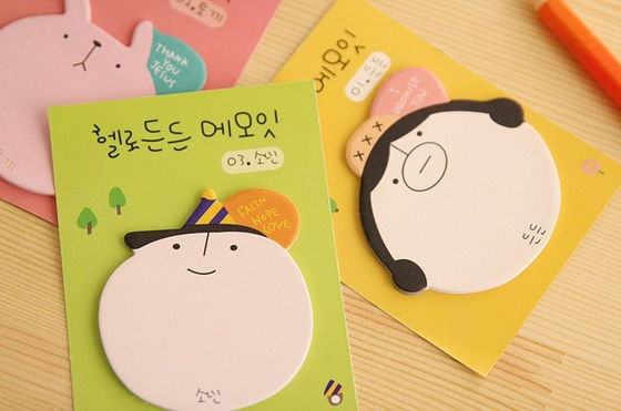 Thumbnail: big animal face cartoon sticky notes tabs