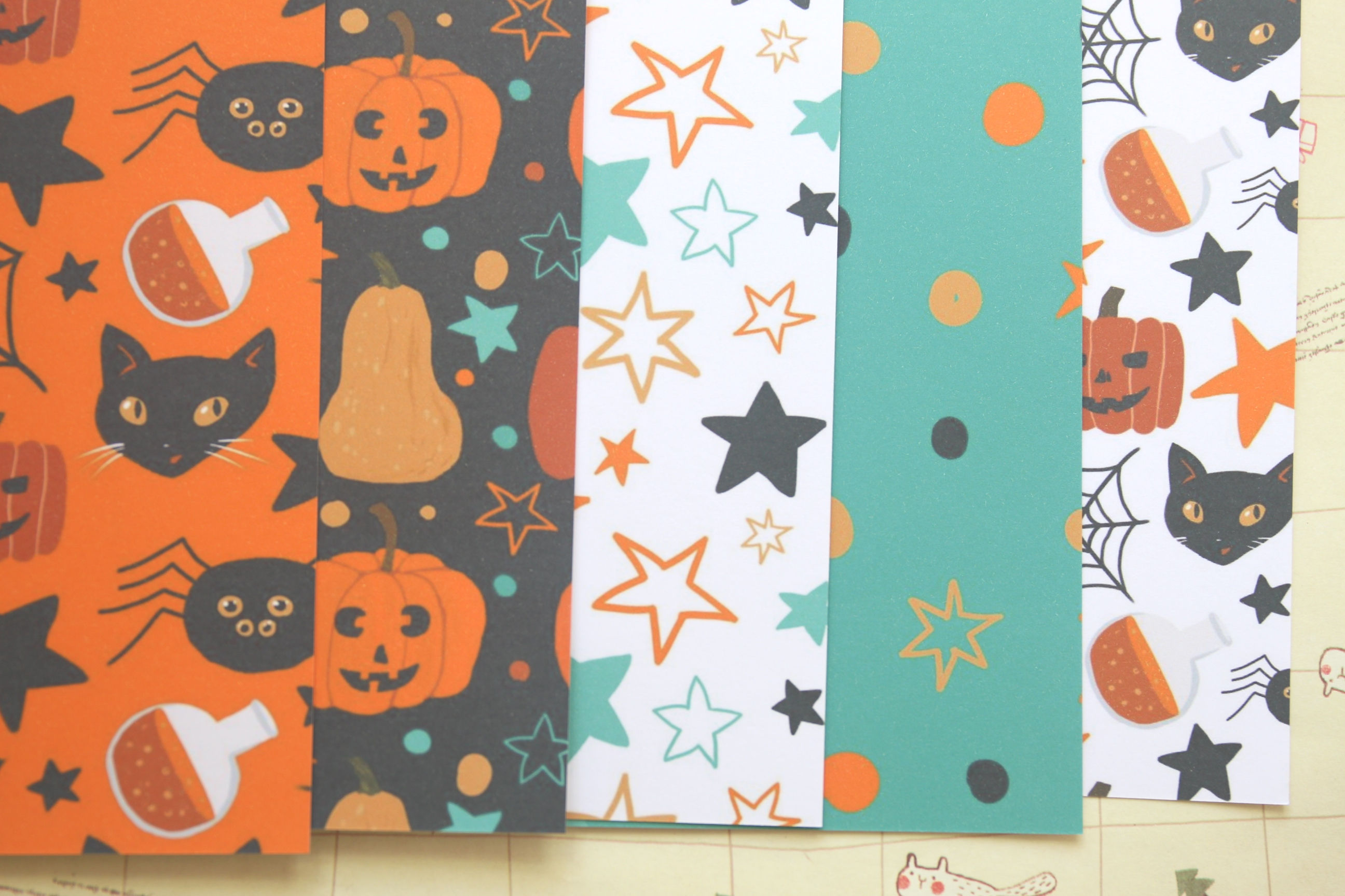 set 02 cute & bright halloween printed card stock