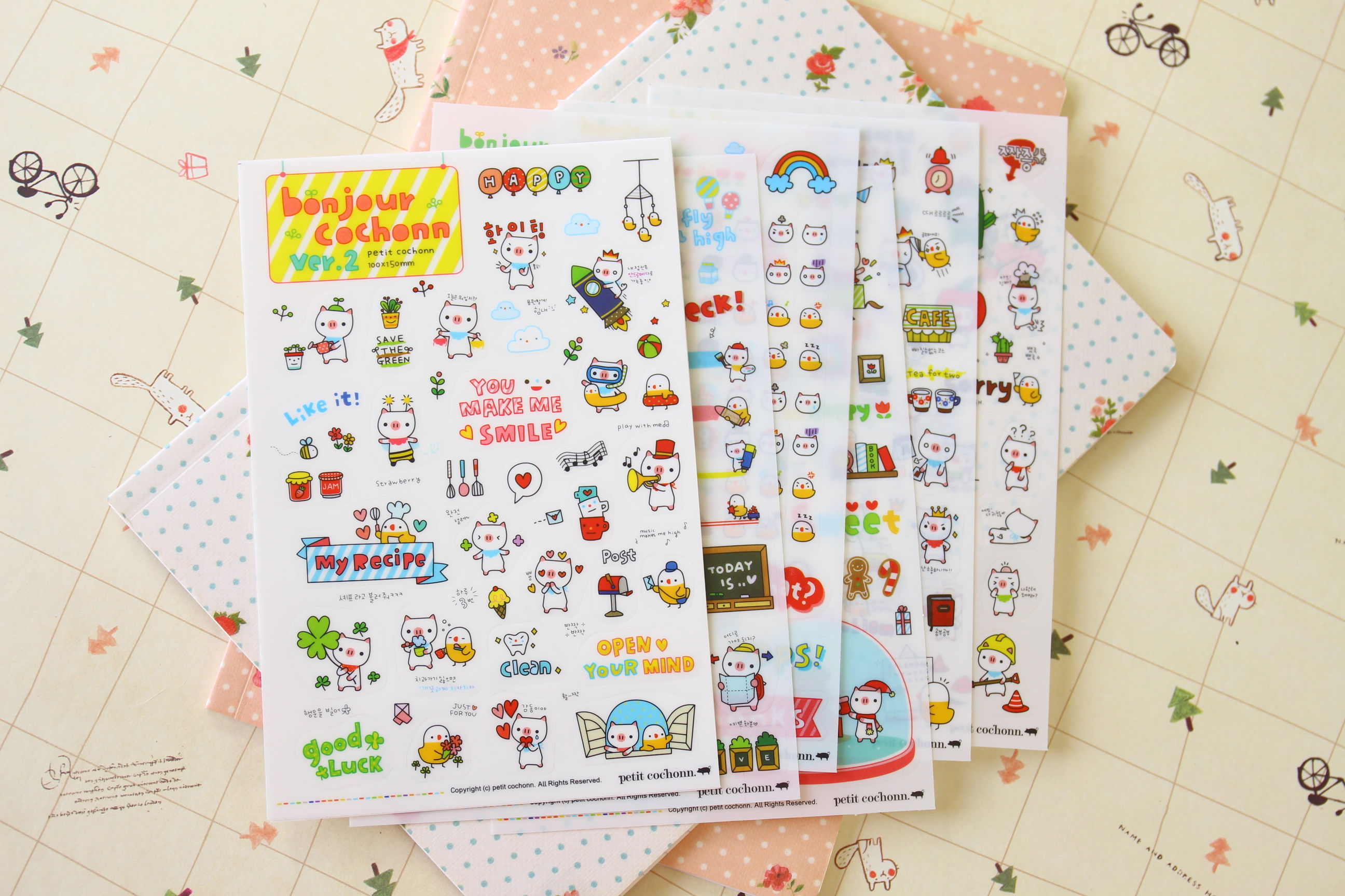 bonjour cochonn cartoon piggy stickers ver 02