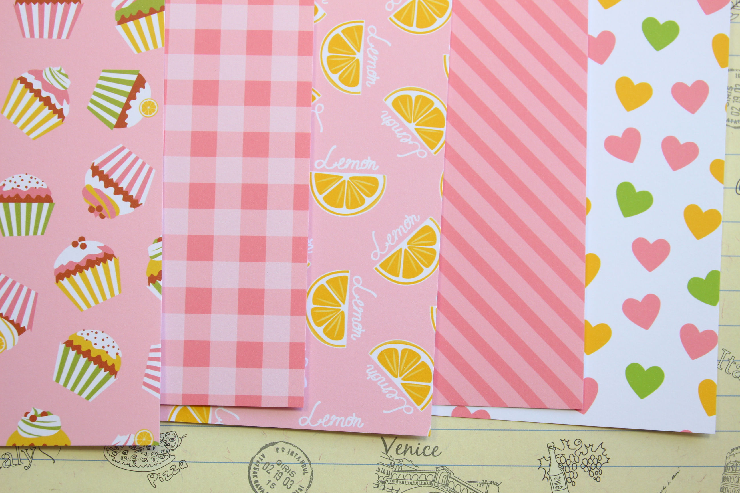 set 03 pink lemonade mix printed card stock