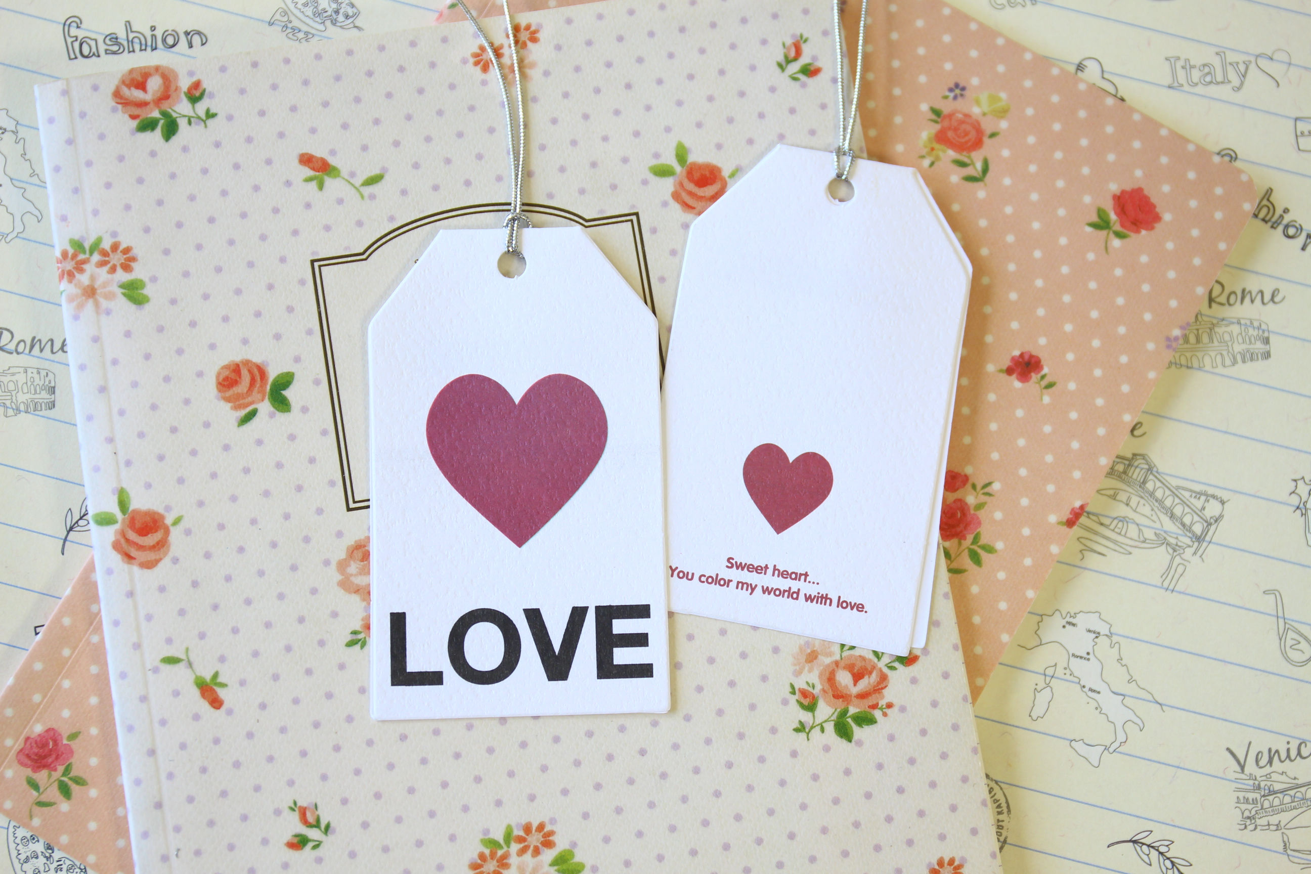 love heart kawaii cartoon gift tag card