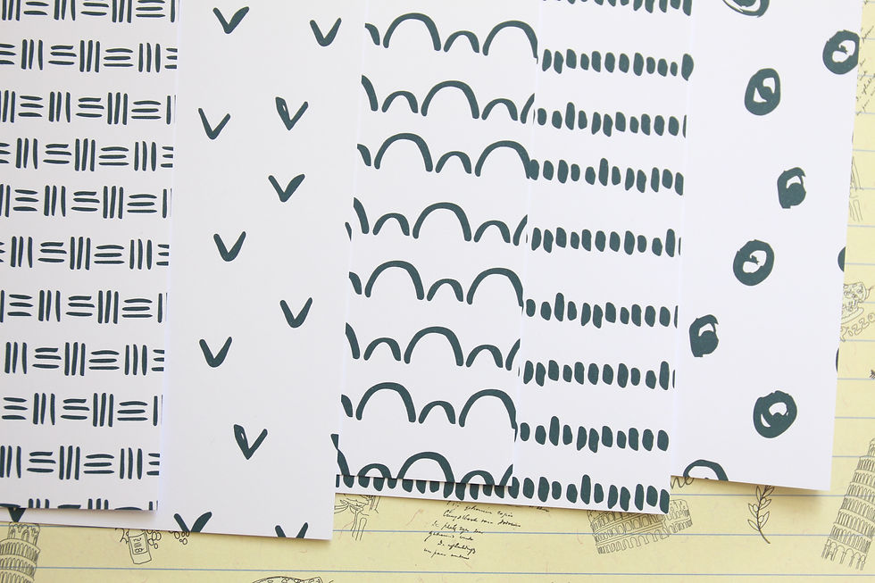 set 02 black & white patterns mix printed card stock