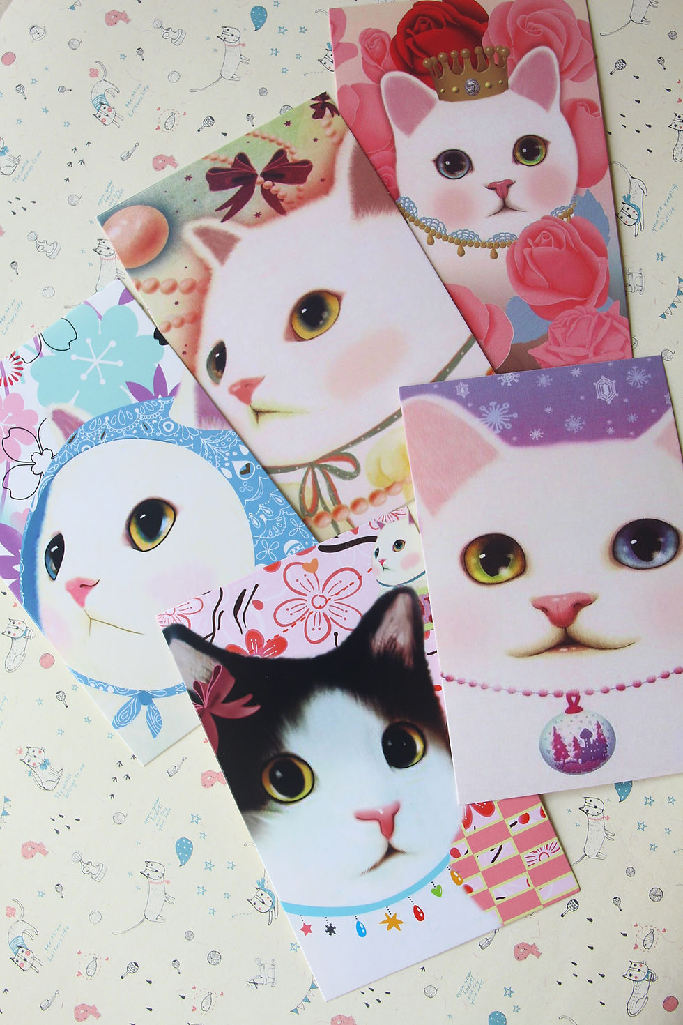 Thumbnail: choo choo cat cartoon postcards set