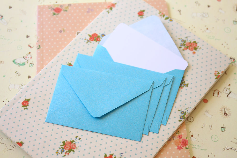 Thumbnail: baby blue pearlescent mini envelopes & notecards