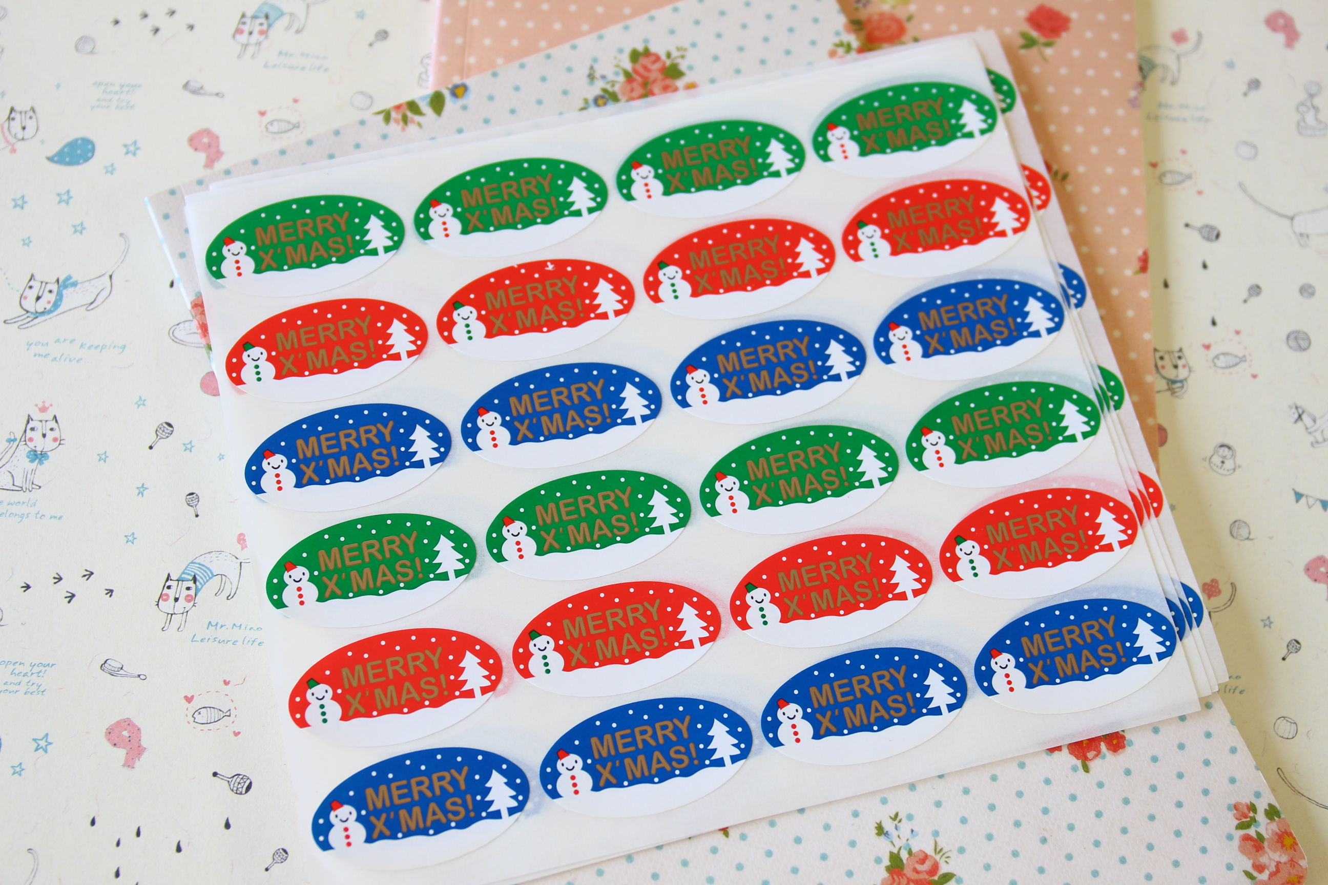 oval snowman merry xmas cartoon sticker seals