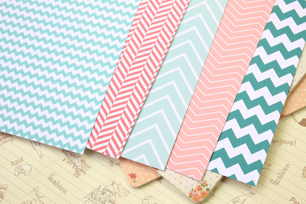 Thumbnail: set 02 watermelon chevron printed card stock