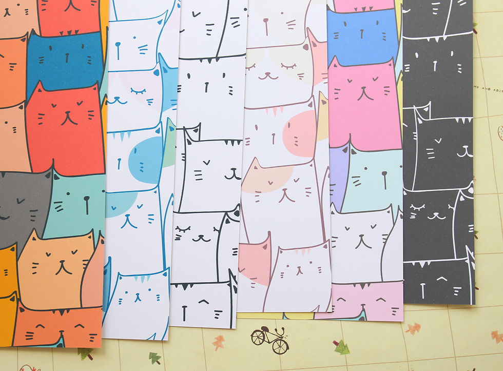 set 02 cat drawing mix printed card stock