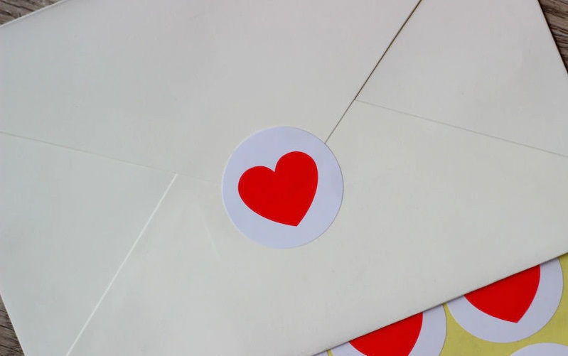 Thumbnail: round red love heart sticker seals