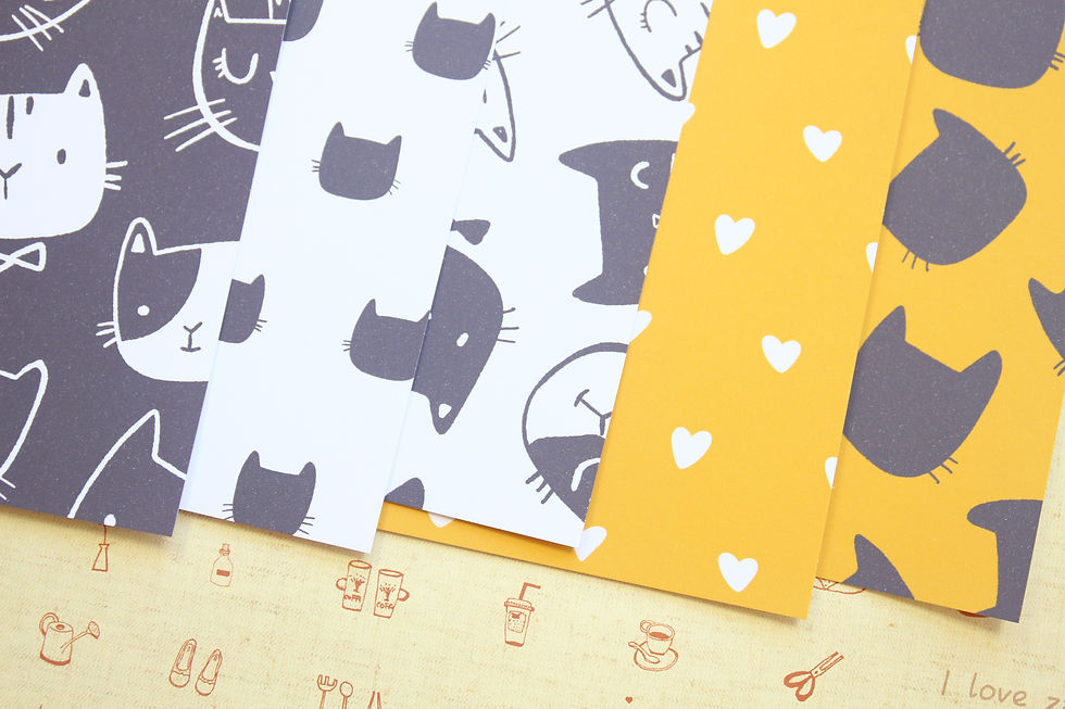 Thumbnail: set 02 black & yellow cats mix printed card stock