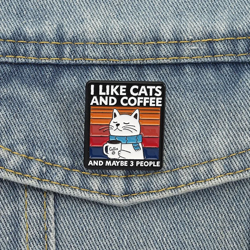 Thumbnail: i like cats & coffee enamel pin badge